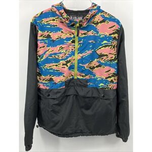 Black Jack 1999 Vintage Y2K Windbreaker Jacket Small Hooded Black Pink